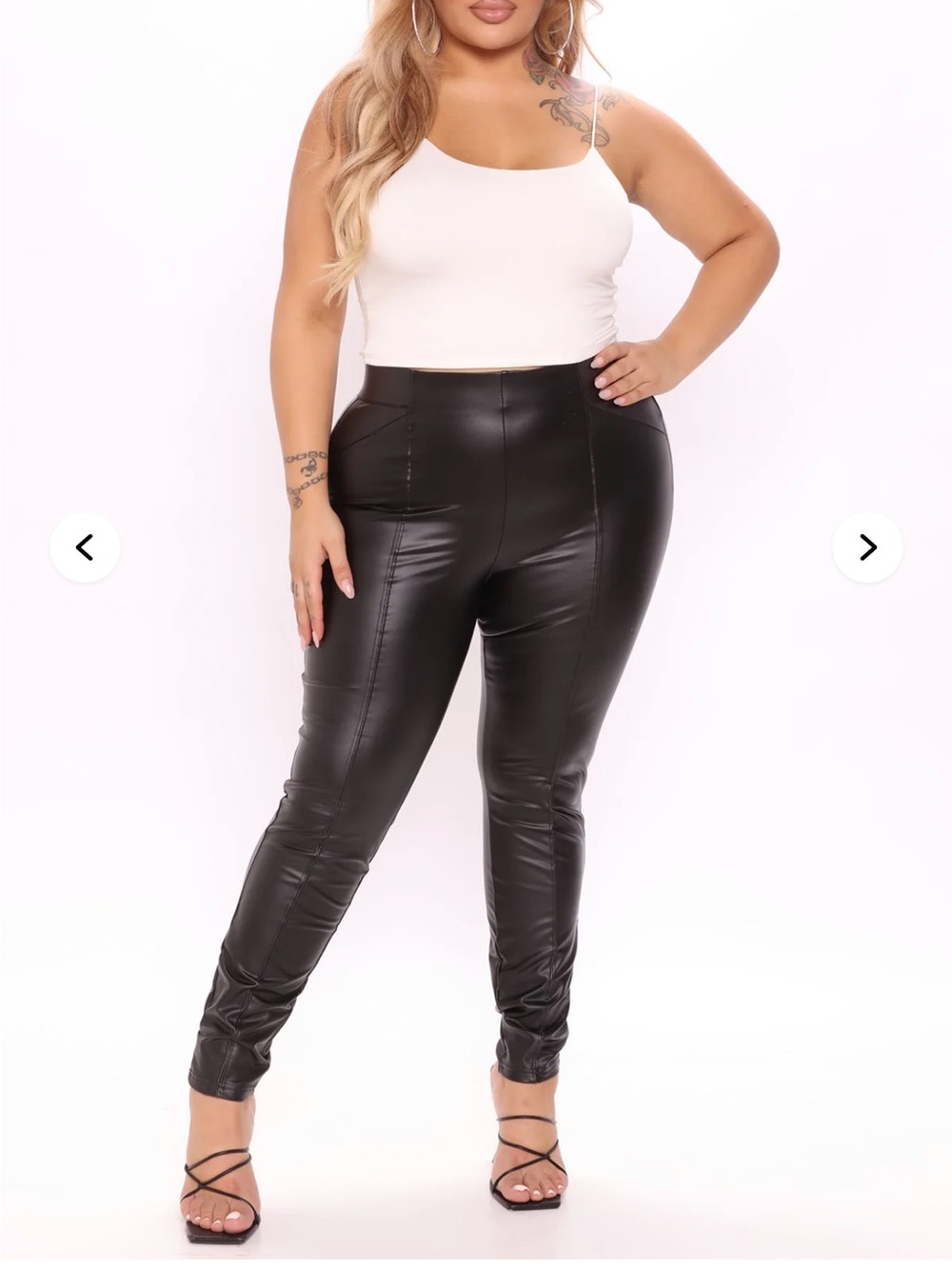 Black Faux Leather like High Waisted Leggings - Women Pants